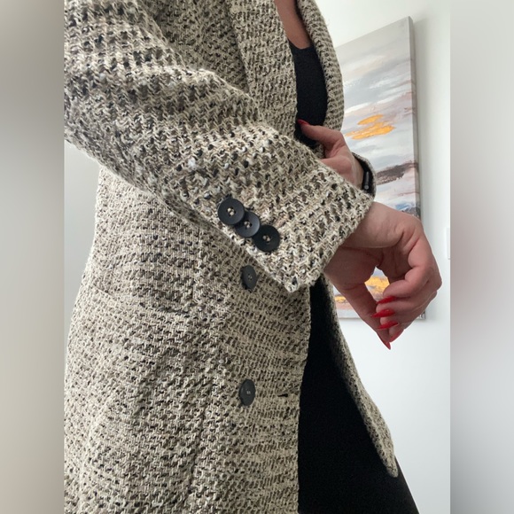 ZARA Double Breasted Relaxed Tweed Blazer - Picture 2 of 13